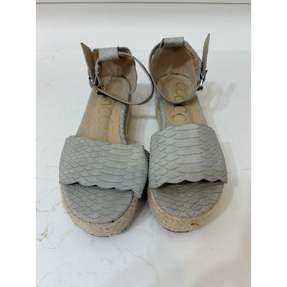 Ccocci Everlyn Light Gray Snake Print Womens Size 7.5 Platform Sandals